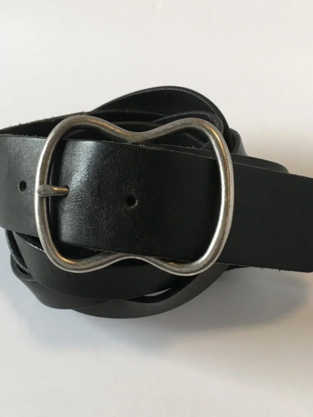 Vintage Gap Jeans 1969 Genuine Leather Belt Black USA Made Brass Buckle Size M